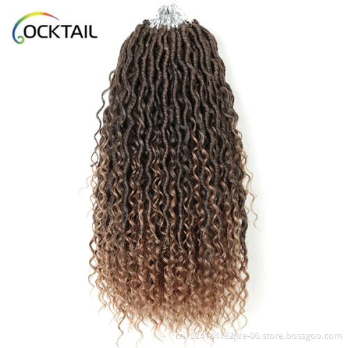 18" Goddess Locs Crochet Hair Extensions Synthetic Twist Braids Hair Locks Crochet braids For Women 24 Strands Golden